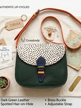 Soruka Colorful Polka Dot Pony Hair Leather Crossbody Bag NWOT